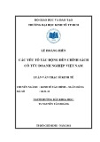 Luận văn Thạc sĩ Kinh tế: Các yếu tố tác động đến Chính sách cổ tức doanh nghiệp Việt Nam
