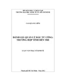 Luận văn Thạc sĩ Kinh tế: Đánh giá quản lý đầu tư công: trường hợp tỉnh Bến Tre