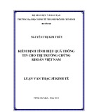 Luận văn Thạc sĩ Kinh tế: Kiểm định tính hiệu quả thông tin cho thị trường chứng khoán Việt Nam