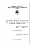 Luận văn Thạc sĩ Kinh tế: Hoàn thiện hệ thống quản lý chất lượng tại công ty TNHH Thương Mại – Dịch Vụ Kỹ Thuật Lục Tỉnh