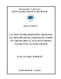 Luận văn Thạc sĩ Kinh tế: Các nhân tố theo định hướng thị trường tác động đến kết quả kinh doanh của ngân hàng thương mại nhà nước tại Tp. Hồ Chí Minh theo định hướng thị trường