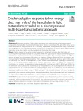 Chicken adaptive response to low energy diet: Main role of the hypothalamic lipid metabolism revealed by a phenotypic and multi-tissue transcriptomic approach