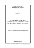 Luận văn Thạc sĩ Khoa học giáo dục: Quản lý khai thác sử dụng các thiết bị đào tạo ở trường Đại học Kỹ thuật Công nghiệp Thái Nguyên