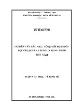 Luận văn Thạc sĩ Kinh tế: Nghiên cứu các nhân tố tác động đến lợi nhuận của các Ngân hàng TMCP ở Việt Nam