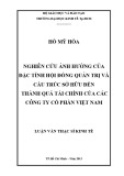 Luận văn Thạc sĩ Kinh tế: Nghiên cứu ảnh hưởng của đặc tính hội đồng quản trị và cấu trúc sở hữu đến thành quả tài chính của các công ty cổ phần Việt Nam