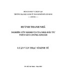 Luận văn Thạc sĩ Kinh tế: Nghiên cứu hành vi của nhà đầu tư trên sàn chứng khoán