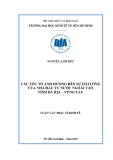 Luận văn Thạc sĩ Kinh tế: Các yếu tố ảnh hưởng đến sự hài lòng của nhà đầu tư nước ngoài vào tỉnh Bà Rịa – Vũng Tàu