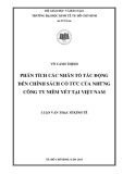 Luận văn Thạc sĩ Kinh tế: Phân tích các nhân tố tác động đến chính sách cổ tức của những công ty niêm yết tại Việt Nam