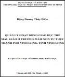 Luận văn Thạc sĩ Khoa học giáo dục: Quản lý hoạt động giáo dục trẻ mẫu giáo ở trường mầm non tư thục thành phố Vĩnh Long, tỉnh Vĩnh Long