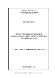 Luận văn Thạc sĩ Khoa học giáo dục: Quản lý hoạt động Kiểm định chất lượng giáo dục trường mầm non của tỉnh Bắc Kan