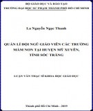 Luận văn Thạc sĩ Khoa học giáo dục: Quản lí đội ngũ giáo viên các trường Mầm non tại huyện Mỹ Xuyên, tỉnh Sóc Trăng