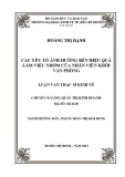 Luận văn Thạc sĩ Kinh tế: Các yếu tố ảnh hưởng đến hiệu quả làm việc nhóm của nhân viên khối văn phòng