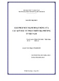 Luận văn Thạc sĩ Kinh tế: Giải pháp đẩy mạnh hoạt động của các quỹ đầu tư phát triển địa phương ở Việt Nam