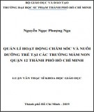 Luận văn Thạc sĩ Khoa học giáo dục: Quản lí hoạt động chăm sóc và nuôi dưỡng trẻ tại một số trường mầm non Quận 12 Thành phố Hồ Chí Minh