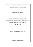 Luận văn Thạc sĩ Kinh tế: Các nhân tố ảnh hưởng đến sự lựa chọn phần mềm kế toán tại các trường đại học, cao đẳng và trung cấp