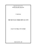 Luận văn Thạc sĩ Ngôn ngữ và Văn hóa Việt Nam: Truyện ngắn Triệu Bôn sau 1975