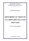 Luận văn Thạc sĩ Kinh tế: Kiểm định các nhân tố tác động đến giá vàng Việt Nam