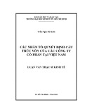 Luận văn Thạc sĩ Kinh tế: Các nhân tố quyết định cấu trúc vốn của các Công ty cổ phần tại Việt Nam