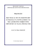 Luận văn Thạc sĩ Kinh tế: Phân tích các yếu tố ảnh hưởng đến sự tham gia của người lao động vào việc làm phi nông nghiệp ở nông thôn huyện Cầu Ngang, tỉnh Trà Vinh