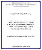 Luận văn Thạc sĩ Khoa học giáo dục: Phát triển năng lực tự học cho học sinh trong dạy học phần Vô cơ Hóa học lớp 11 Trung học phổ thông