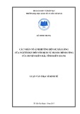 Luận văn Thạc sĩ Kinh tế: Các nhân tố ảnh hưởng đến sự hài lòng của người dân đối với dịch vụ hành chính công của huyện Kiên Hải, tỉnh Kiên Giang