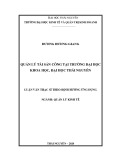 Luận văn Thạc sĩ Quản lý kinh tế: Quản lý tài sản công tại Trường Đại học Khoa học, Đại học Thái Nguyên