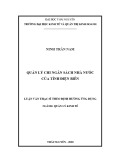 Luận văn Thạc sĩ Quản lý kinh tế: Quản lý chi ngân sách nhà nước của tỉnh Điện Biên