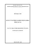 Luận văn Thạc sĩ Quản lý kinh tế: Quản lý tài chính tại Bệnh viện Đa khoa tỉnh Lào Cai