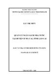 Luận văn Thạc sĩ Quản lý kinh tế: Quản lý ngân sách nhà nước tại huyện Si Ma Cai, tỉnh Lào Cai