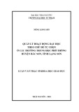 Luận văn Thạc sĩ Quản lý giáo dục: Quản lý hoạt động dạy học theo chủ đề tự chọn ở các trường THPT huyện Bắc Sơn, Tỉnh Lạng Sơn