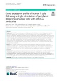 Gene expression profile of human T cells following a single stimulation of peripheral blood mononuclear cells with anti-CD3 antibodies