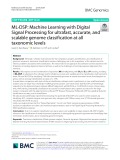 ML-DSP: Machine Learning with Digital Signal Processing for ultrafast, accurate, and scalable genome classification at all taxonomic levels