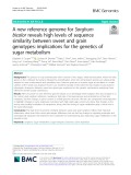 A new reference genome for Sorghum bicolor reveals high levels of sequence similarity between sweet and grain genotypes: Implications for the genetics of sugar metabolism