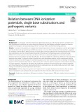 Relation between DNA ionization potentials, single base substitutions and pathogenic variants