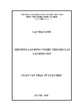 Luận văn Thạc sĩ Luật học: Hợp đồng lao động vô hiệu theo Bộ luật lao động 2019