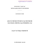 Luận văn Thạc sĩ Kinh tế: Quản lý rủi ro tín dụng tại chi nhánh ngân hàng thương mại tỉnh Đồng Nai