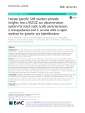 Female-specific SNP markers provide insights into a WZ/ZZ sex determination system for mud crabs Scylla paramamosain, S. tranquebarica and S. serrata with a rapid method for genetic sex identification