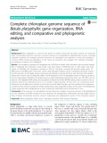 Complete chloroplast genome sequence of Betula platyphylla: Gene organization, RNA editing, and comparative and phylogenetic analyses