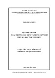 Luận văn Thạc sĩ Kinh tế: Quản lý thu chi ở các trường cao đẳng và trung cấp nghề trên địa bàn tỉnh Vĩnh Phúc