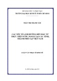 Luận văn Thạc sĩ Kinh tế: các yếu tố ảnh hưởng đến đầu tư trực tiếp nước ngoài tại các tỉnh, thành phố tại Việt Nam