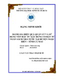 Luận văn Thạc sĩ Kinh tế: Đánh giá hiệu quả quản lý và sử dụng vốn đầu tư xây dựng cơ bản từ ngân sách nhà nước tại huyện Ngọc Hiền – tỉnh Cà Mau