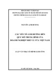 Luận văn Thạc sĩ Chính sách công: Các yếu tố ảnh hưởng đến quy mô trung bình của doanh nghiệp nhỏ và vừa Việt Nam