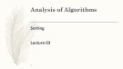 Lecture Analysis of Algorithms - Lesson 03: Sorting