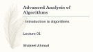 Lecture Advanced Analysis of Algorithms - Lesson 01: Introduction to Algorithms