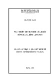 Luận văn Thạc sĩ Quản lý kinh tế: Phát triển khu kinh tế cửa khẩu Đồng Đăng, tỉnh Lạng Sơn