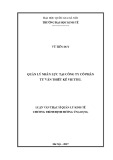Luận văn Thạc sĩ Quản lý kinh tế: Quản lý nhân lực tại công ty cổ phần tư vấn thiết kế Viettel