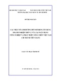 Luận văn Thạc sĩ Kinh tế: Các nhân tố ảnh hưởng đến mở rộng tín dụng Doanh nghiệp nhỏ và vừa tại Ngân hàng Nông nghiệp và Phát triển nông thôn Việt Nam – Chi nhánh Tiền Giang