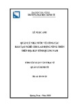 Tóm tắt Luận văn Thạc sĩ Quản lý kinh tế: Quản lý nhà nước về công tác đào tạo nghề cho lao động nông thôn trên địa bàn tỉnh Quảng Nam