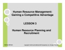Lecture Human Resource Management - Lesson 3: Human Resource Planning and Recruitment
