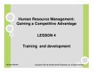 Lecture Human Resource Management - Lesson 4: Training and development